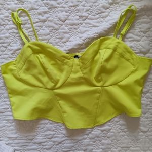 XL divided h&m lime green cropped cami corset top